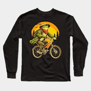 Funny Frog On A Bike Long Sleeve T-Shirt